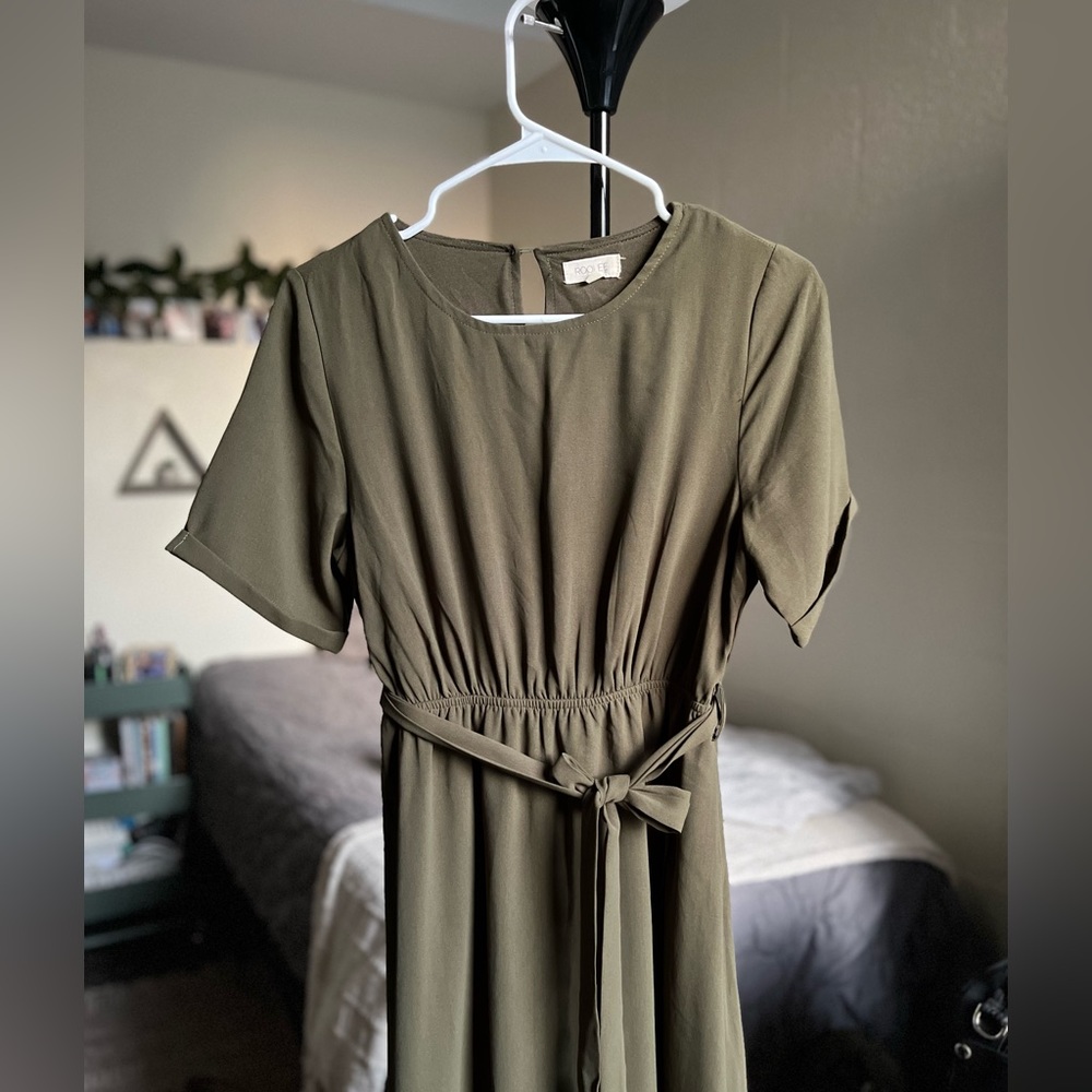 Olive Green Maxi Wrap Dress